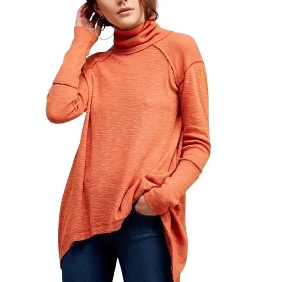 Free People x We The Free Split-Back Turtleneck Top - S - Picture 1 of 4